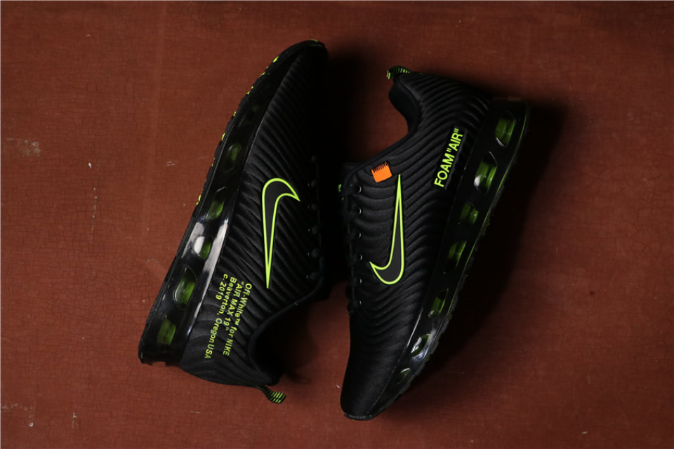 Nike Air Max 2019 Off-White Negras y Verde Lima